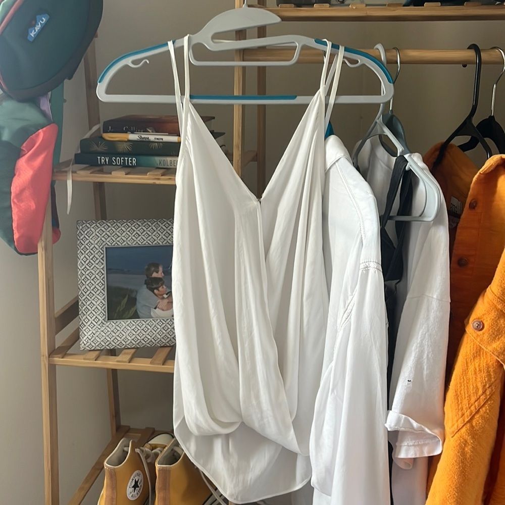 boutique swoop neck white halter tank top!